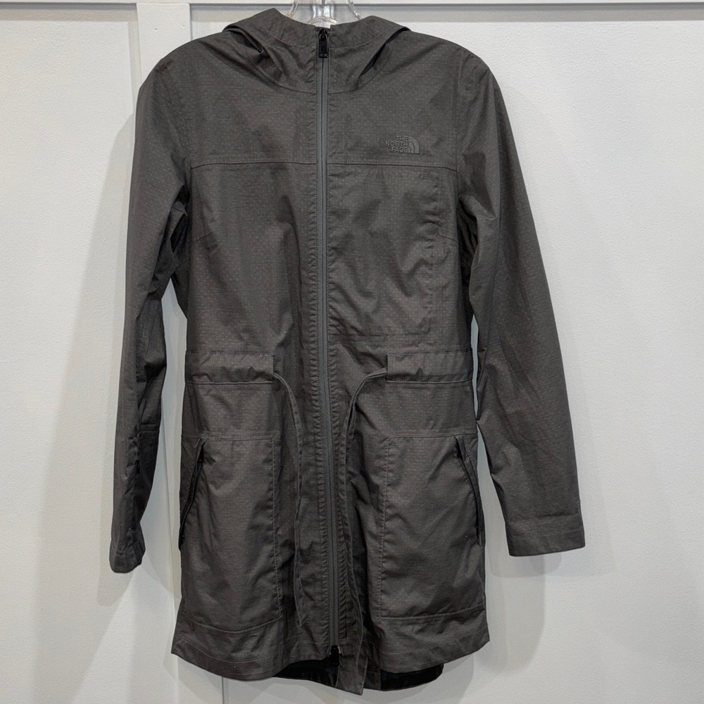 The North Face Charcoal Hooded Long Raincoat